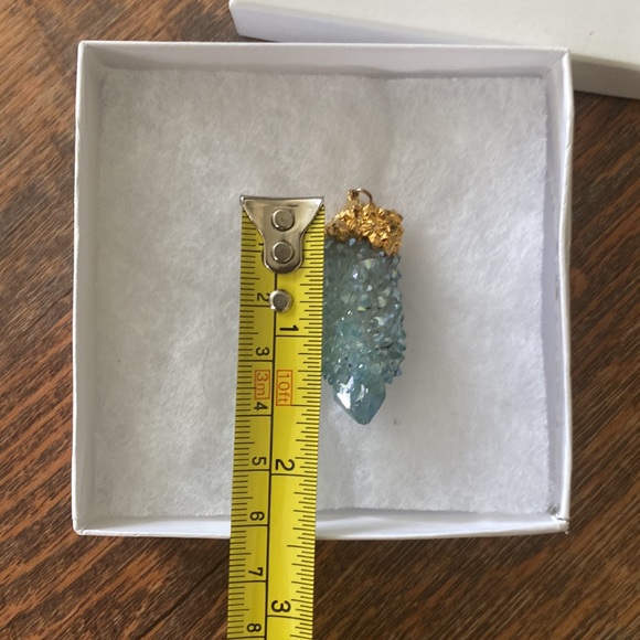 Gold Dipped Quartz Necklace Pendant - Picture 4 of 5